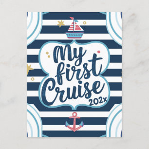 Custom nautical my first cruise postcard