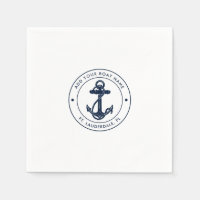 Custom Nautical Navy Blue Anchor Boat Name