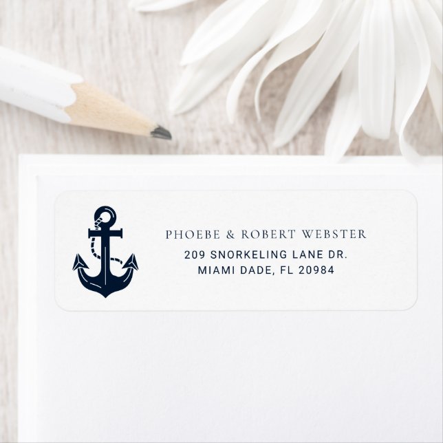 Custom Nautical Navy Blue Anchor Return Address (Insitu)