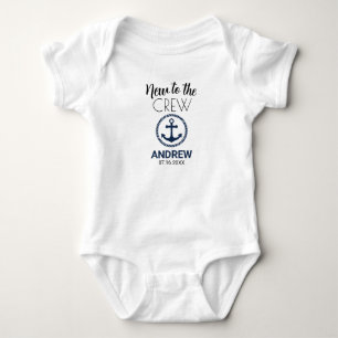 Custom Nautical New Baby New to the Crew Bodysuit