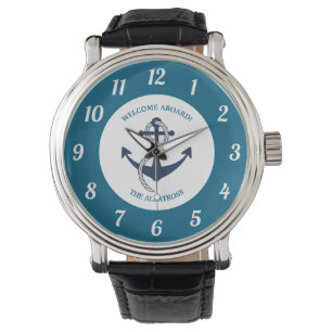 Custom Nautical Pattern Boat Anchor Watch