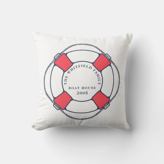 Custom Nautical Swimming Ring Boat House Cushion (Front)