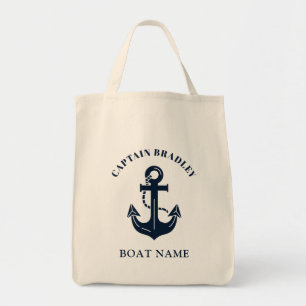 Custom Nautical Theme Boat Name Captain Identity Tote Bag