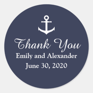 Custom Nautical Wedding Thank You Sticker
