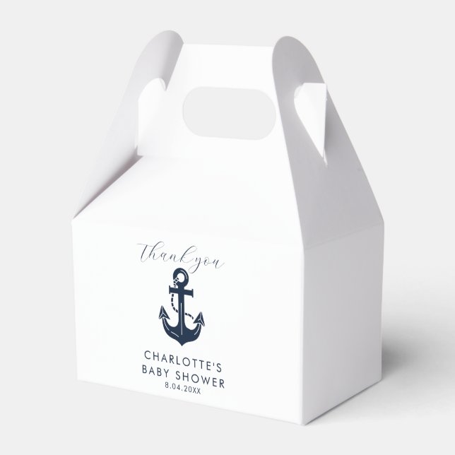 Custom Navy Anchor Nautical Thank You Favour Box (Front Side)