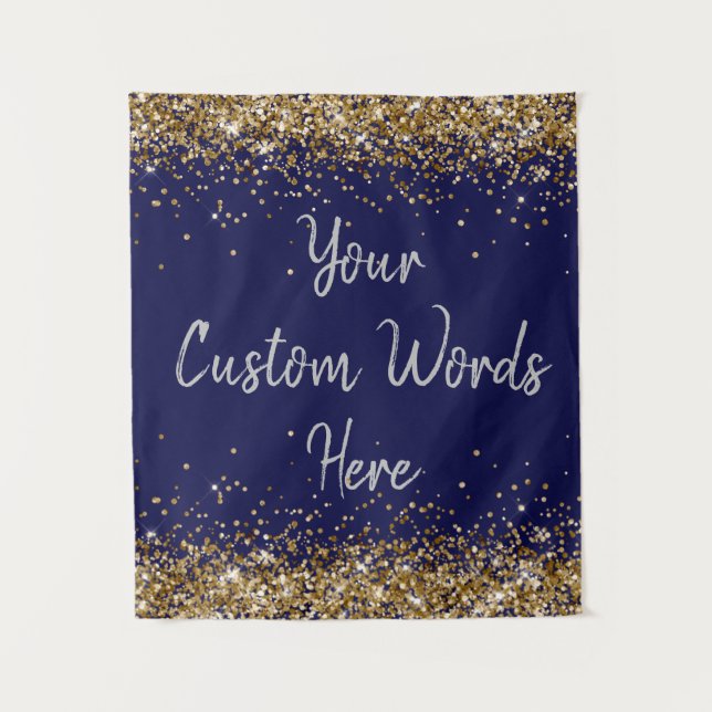 Custom Navy Backdrop Birthday Party Photo Booth Tapestry (Front)