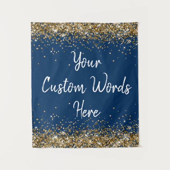 Custom Navy Backdrop Birthday Party Photo Booth Tapestry (Front)