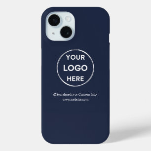 Custom Navy Blue Business Logo Branded iPhone 15 Case