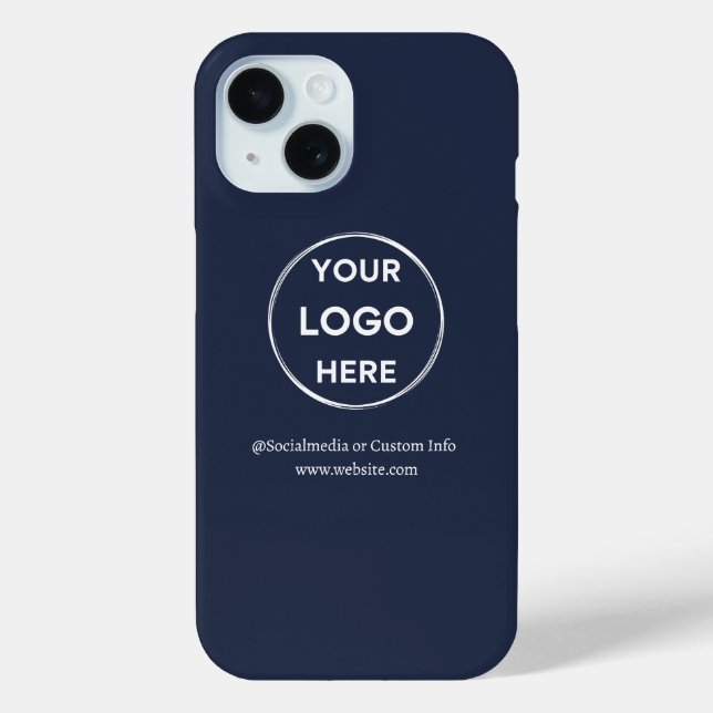 Custom Navy Blue Business Logo Branded Case-Mate iPhone Case (Back)