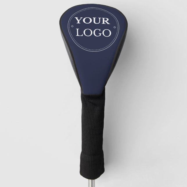 Custom Navy Blue Business Logo Branded Golf Head Cover (Front)
