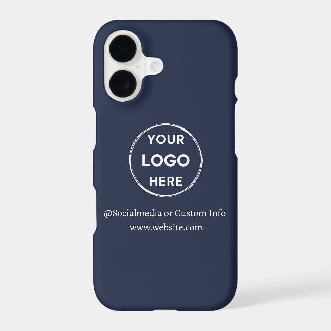 Custom Navy Blue Business Logo Branded iPhone Case (Back)