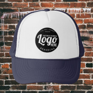 Custom Navy Blue Business Logo Company Employee Trucker Hat