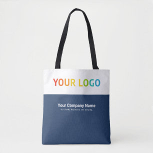 Custom Navy Blue Business Logo, Employee Name, Job Tote Bag