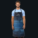 Custom Navy Blue Chef Name Father's Day Apron<br><div class="desc">Custom men's apron featuring a simple design with "Chef Name" over a dark navy blue watercolor wash.  This cool apron makes a great gift for a husband or dad who likes to cook or BBQ for his birthday or Father's Day.</div>