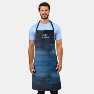Custom Navy Blue Chef Name Father's Day Apron