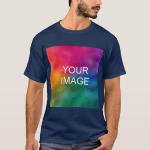 Custom Navy Blue Custom Add Image Photo Men's T-Shirt