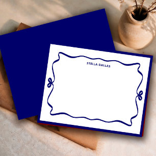 Custom Navy Blue Doodle Frame Minimal Personal Card