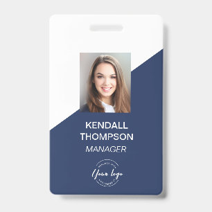 Custom Navy Blue Employee Photo Company Security  ID Badge