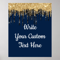 Custom Navy Blue Gold Glitter Birthday Photo Prop