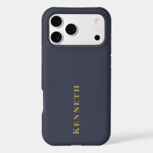 Custom Navy Blue Gold Name Minimalist Elegant Men