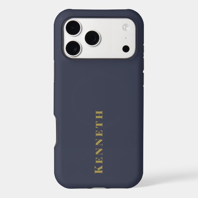 Custom Navy Blue Gold Name Minimalist Elegant Men  (Back)