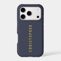 Custom Navy Blue Gold Retro Name Minimalist Men