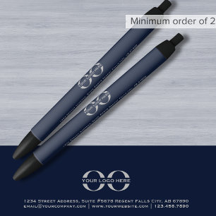 Custom Navy Blue Grey Promotional Pen with Logo