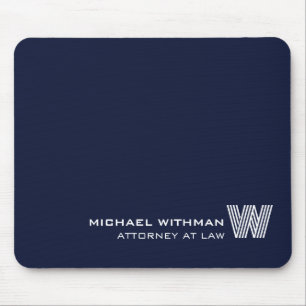 Custom NAVY BLUE LINE Monogram, Name & Profession  Mouse Pad