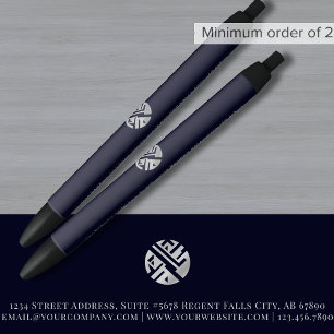 Custom Navy Blue Logo Promotional Black Ink Pen