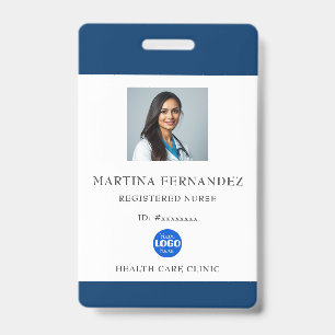 Custom Navy Blue Medical Hospital Employee Photo ID Badge