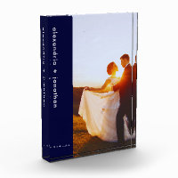 Custom Navy Blue Minimalist Wedding Photo Block