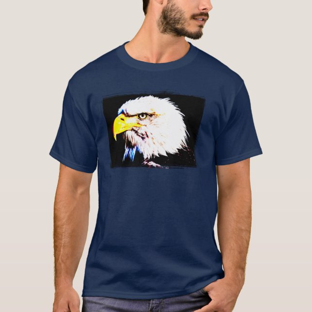 Custom Navy Blue Modern Elegant Eagle Head T-Shirt (Front)