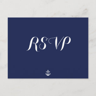 Custom Navy Blue Nautical Wedding RSVP Postcards