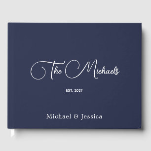 Custom Navy Blue Wedding Guest Book Keepsake Desig