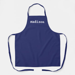 Custom navy blue white name monogram apron