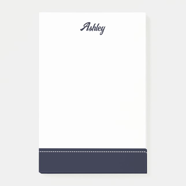 Custom navy blue white personalized preppy stylish post-it notes (Front)