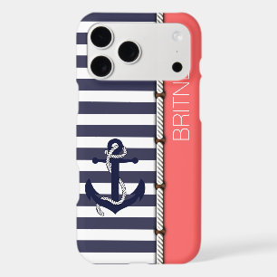 Custom Navy Dark Blue White Blush Pink Stripes