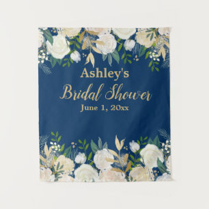 Custom Navy & Gold Bridal Shower Photo Booth Prop Tapestry