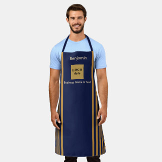 Custom Navy & Gold Stripe Apron