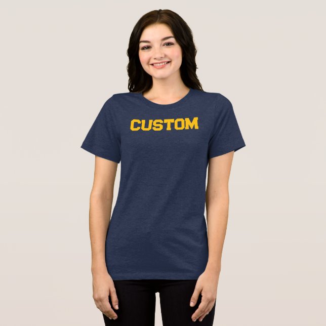 Custom Navy & Gold Women's University Tri-Blend Shirt (Front Full)
