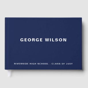 Custom Navy High School Grad Party Graduation Guest Book