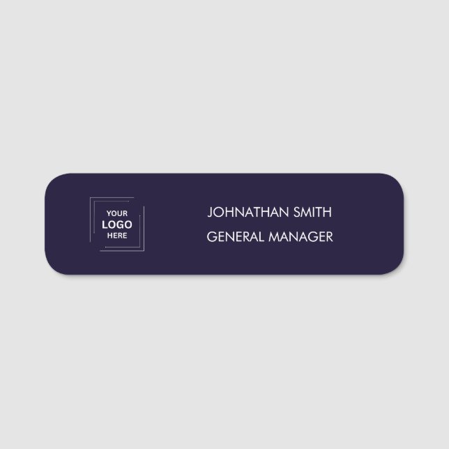 Custom Navy Staff Badge with Blue Logo Design (Front)