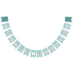 Custom Navy & Teal Striped Preppy Bunting