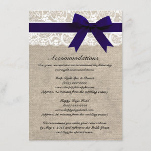 Custom Navy & White Lace Accommodations Card