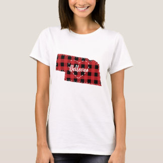 Custom Nebraska Home State Buffalo Plaid Christmas T-Shirt