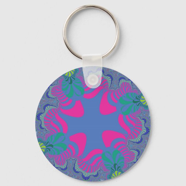 Custom Neon Blue Pink Cross Keychain (Front)