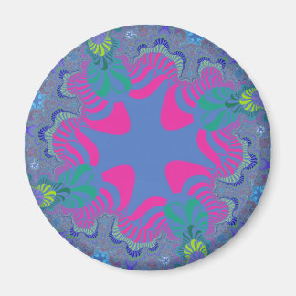 Custom Neon Blue Pink Cross Round Magnet