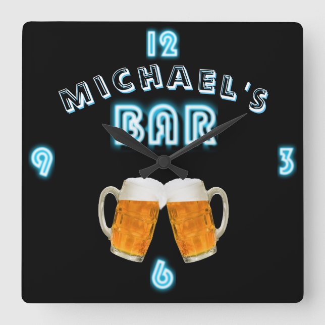 Custom Neon Clock BAR DEN TAVERN ManCave Mens (Front)