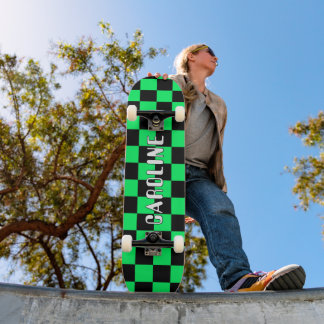 Custom Neon Green Black Abstract Geometric Art Skateboard