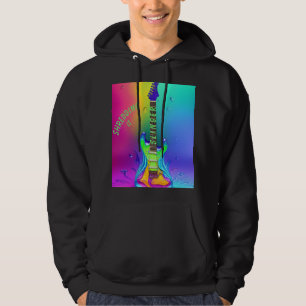 Custom Neon Guitar, Psychedelic Boho Vintage Hoodie